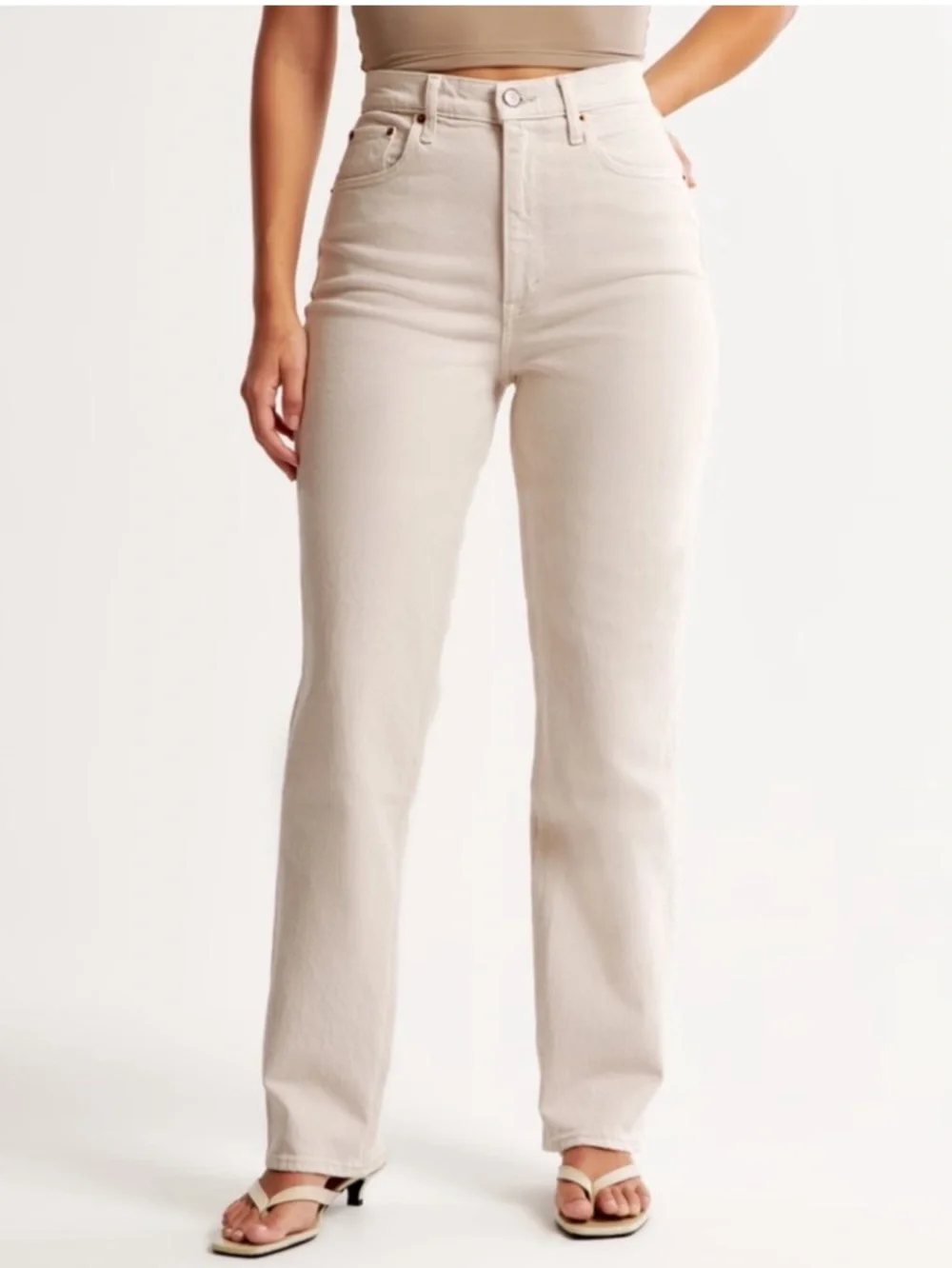 Abercrombie & Fitch The 90’s Straight Ultra High-Rise Off-White Jeans Size 30/10
